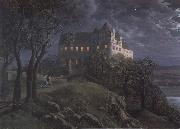 Oehme, Ernst Ferdinand Burg Scharfenberg by Night oil painting